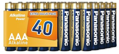Panasonic batteries, Alkaline Power, AAA-Alkalisch batterien, 40 Stück, Micro, LR03, 1.5V, Auslaufschutz, 7 Jahre bei Lagerung, für Fernbedienungen, Waagen, Uhren, langlebige, verlässliche Energie