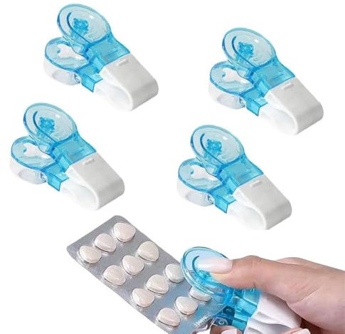 Tablettenteiler Für Alle Tabletten, 4 Stück Klein Tablettenausdrückhilfe Ausdrücken Tablettentrenner, Tabletten ausdrücken für Travel Tragbare Pillendose Tablettenteiler für Tablette