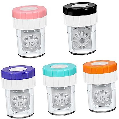COLLBATH Limpiador De Lentes De Contacto Manual 5piezas Estuche Portátil De Limpieza Colores Lavadora De Lentes Rotativa Uso Diario y Viajes Práctico y Compacto