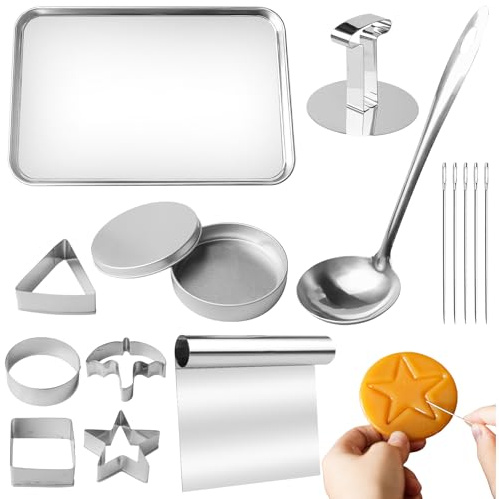 Juego de 11 moldes para galletas coreanas, de acero inoxidable, cortadores para galletas de azúcar con cuadrado, paraguas, triángulos, estrellas, círculos, herramientas, ideales para pasteles de