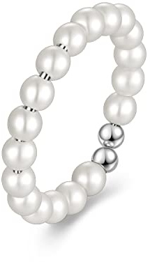 PHNIBIRD Perles Bague femme Argent 925 Réglables Perle de Culture d'eau Douce Bijoux Cadeau Femme