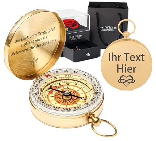 Kompass mit Gravur Personalisiert Kompass Outdoo mit Benutzerdefinierter Dein Name Text Portable Wasserdicht Taschenkompas für Wandern Jagd Camping Andere Aktivitäten