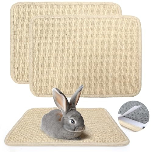 GHWMYD 2PCS Alfombrilla para Conejos Cobayas, Natural Almohadilla Natural para Cuidado de Uñas y Dientes, Accesorios Lecho para Conejos, Juguetes para Masticar, 40,6 x 30,5 cm