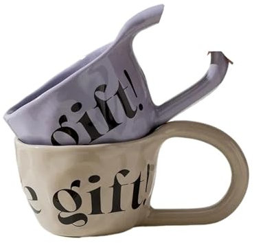 ZFIHAV Pärchen Tassen 2PCS 350ml Große Kapazität Keramik Becher Hand Pinched Große Ohren Hause Wasser Tasse Milch Kaffee Tasse Paar Paar Tasse(Purple Beige)