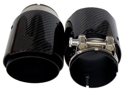 Auspuffrohr Universal-Autoauspuffrohr Mattschwarz Carbonfaser Edelstahl Schalldämpferrohr Für E46 Endrohre(54-76MM)