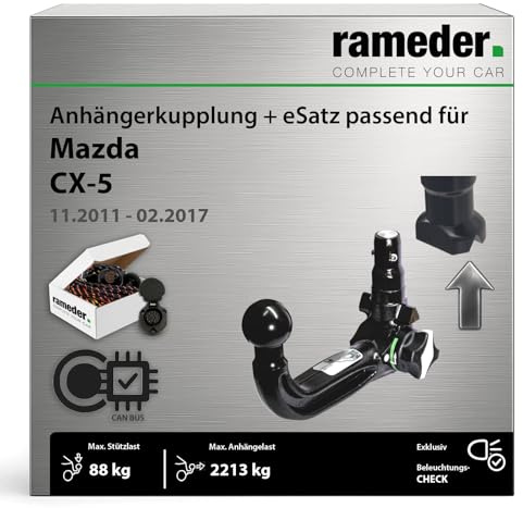 Anhängerkupplung abnehmbar Oris passend für Mazda CX-5 Typ KE Baujahr: 2011-2017 inkl. 13 poligem spezifischen CAN-Bus Elektrosatz | rameder. Komplettsatz - AK41