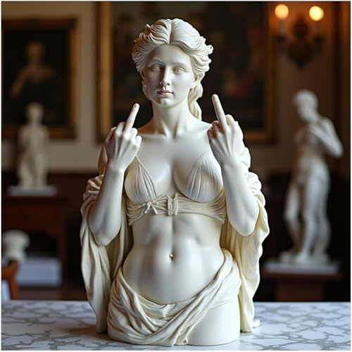 Macamolly Venus med attityd skulptur en grekisk gudinna i talesätt med min hand gest 20 cm staty som dekoration vardagsrum