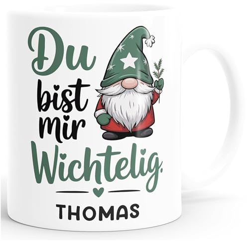 SpecialMe® Weihnachtstasse personalisiert Wichtel Design Geschenkidee Lieblingsmenschen Kleine Geschenke Adventszeit Weiss standard