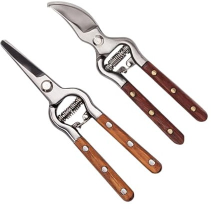 Tyinerc Cesoie da giardino – Cesoie a lame incrociate robuste – 2 cesoie in acciaio inossidabile per giardinaggio esterno – per casa fiori prato giardinaggio esterno giardinieri