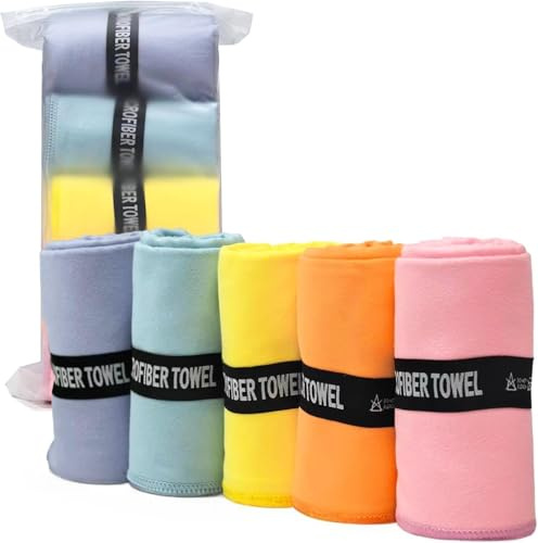 Ansilhus Microfibre Sports Towels Fast Drying & Absorbent Gym Towel Workout Sweat Towels for Gym Fitness,Yoga, Camping 5-Pack 40cm X80cm,