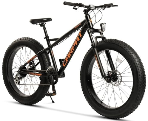 PVY Fatbike 26 Zoll für Erwachsene, 4,0 Zoll Fettreifen, 2x8-Gang Kettenschaltung, 6061 Aluminium Hardtail mit 80 mm Federgabel und 160 mm Scheibenbremsen, Offroad MTB für Gelände, Schwarz