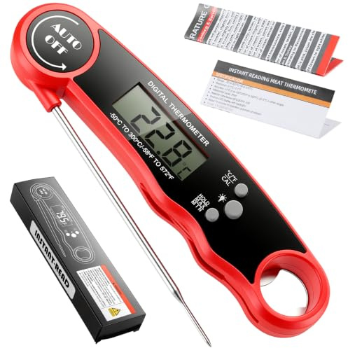 Termómetro digital para carne Snorthy con retroiluminación, resistencia al agua IPX6 y soporte magnético; termómetro para carne de lectura instantánea con sonda plegable, ideal para la cocina, barbaco