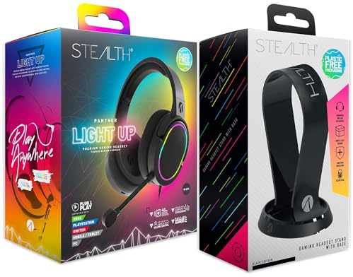 STEALTH Panther Light Up Headset and Stand Bundle