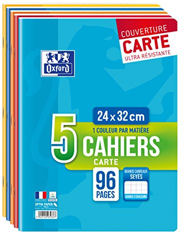 Oxford 400019501 Schulheft, 24 x 32 cm, 96 Seiten, sortiert, 5er Pack