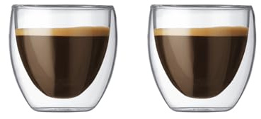 BODUM 4557-10US4 Pavina Double Wall Insulated Glasses, 2.5 Ounces, Clear