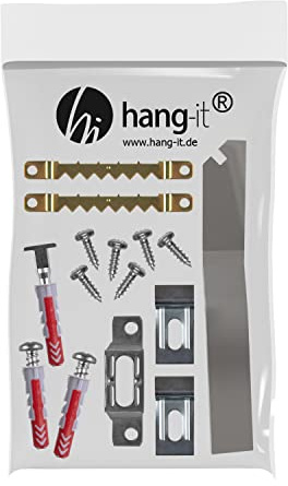hang-it Bilder Diebstahlsicherung und Schrägmontage Set für Holzrahmen inkl. Spezialschlüssel