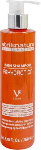 abril et nature - Rehydration - Shampooing Max Hydratation pour Cheveux Secs - Récupère les Lipides Naturels - Restaure la Flexibilité et l’Aspect Sain - Traitement Professionnel de Coiffure - 250 ml