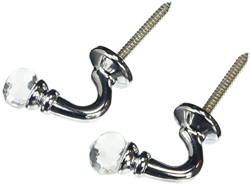Speedy Accessories Crystal Palma Curtain Tie Back Hooks, Wood,Stone, Chrome, 4.5 x 2.5 x 10.5 cm
