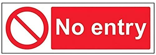 V Safety No Entry Prohibition Sign - Landscape - 300mm x 100mm - Self Adhesive Vinyl, Red, 52001AX-S