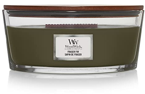 WoodWick Ellipse Duftkerze mit knisterndem Docht | Fraser Fir | bis zu 50 Stunden Brenndauer