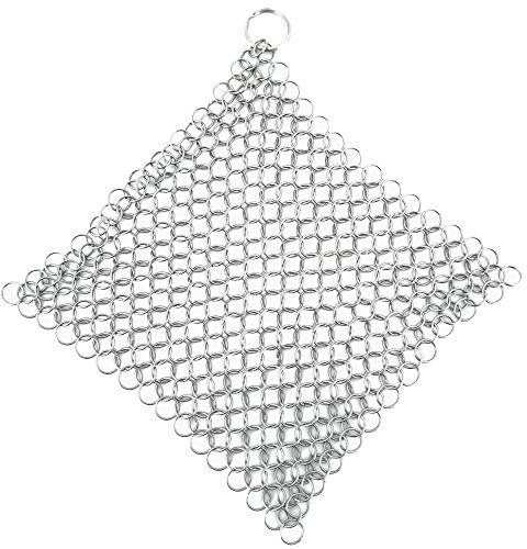 BBQ-Toro Tissu à anneaux en acier inoxydable | Nettoyant pour fonte, four, plaque, casserole, poêle, gaufrier | Nettoyant pour acier inoxydable (20 x 20 cm)