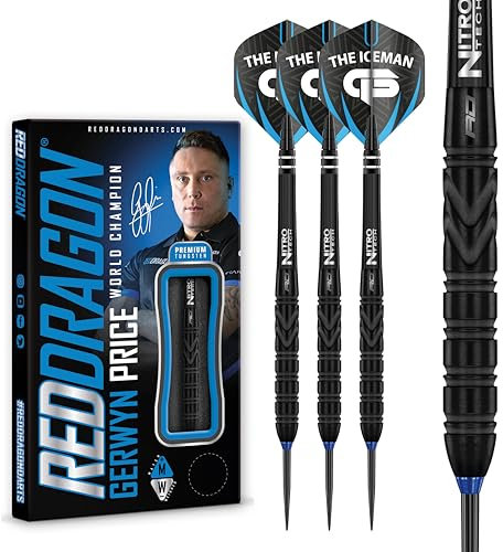 RED DRAGON Gerwyn Price Iceman Black SE 26g - Tungsten Darts Set mit Flights und Schäfte