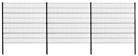 ESTEXO Doppelstabmattenzaun Gitterzaun Drahtgitter Garten-Zaun Stabmattenzaun Pfosten Zaunset Komplett-Set Erweiterungs-Set oder einzelne Pfosten oder Eckpfosten (RAL 7016 / Komplett-Set 160 cm)