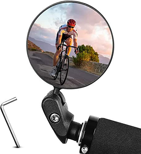 Voarge Bar End Bike Mirror, 360° Adjustable Handlebar, Wide Angle Rear View Mirror, Anti-Glare Glass, Sturdy and Durable for Mountain Bike(1 Piece)