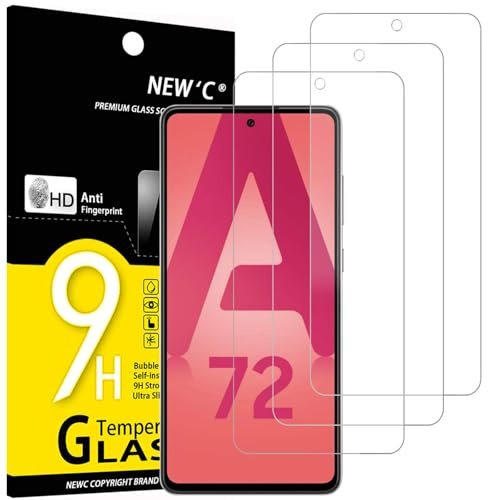 NEW'C 3 Stück für Samsung Galaxy A72 / A72 5G für Panzerglas, Frei von Kratzern, 9H Härte, HD Displayschutzfolie, 0.33mm Ultra-klar, Ultrabeständig