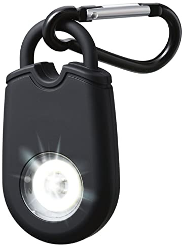 Schrillalarm, Selbstverteidigung Taschenalarm, 125 dB Sicherheit Sirenen Schlüsselbund, Sicherheit Schlüsselanhänger mit Taschenlampe, Sirene Alarm für Frauen (Schwarz)