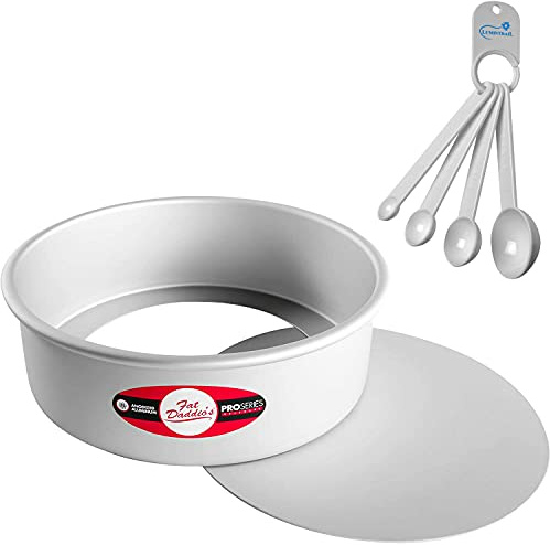Lumintrail Fat Daddios Round Cheesecake Pan, 9 x 3 Inch, Silver, with a Measuring Spoon Set