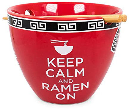 Bowl Bop Keep Calm And Ramen On Japansk middagsservis | 473 ml skål, ätpinnar