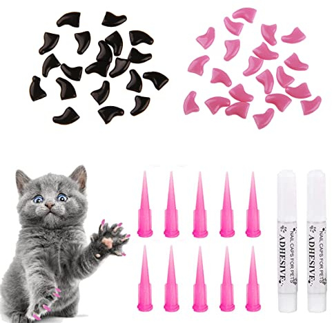 SEMINISMAR Cat Nail Cover Claw Protection, Soft Pet Nail Cap Cover Safe Anti-Scratch Dog Paw Claw Protector Covers Claw Care for Cats Dogs, Size M