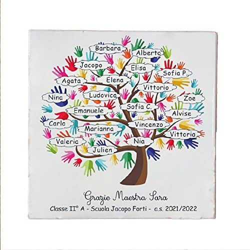 Mattonella in ceramica 13×13cm Personalizzata per maestra dedica speciale Idea Regalo Fine Anno Natale Pasqua Compleanno Pensionamento Decorazioni casa Nome maestra insegnante Scuola 6