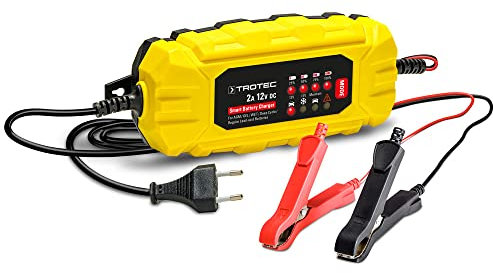 TROTEC Batterieladegerät PBCS 4A – 12V Ladegerät für Auto-, Motorrad- & Rollerbatterien 4–120 Ah, mikroprozessorgesteuert, AGM- & Gel-tauglich, Erhaltungsladung, Wintermodus, IP65, LC-Display