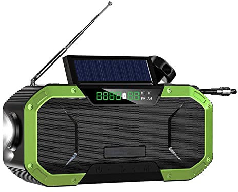 Portable Radio Digital Radio Hand-Cranked Generator Radio Outdoor Multi-Function Emergency Radio Solar Radio Bluetooth Speaker Green
