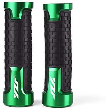 Motorrad Lenkergriffe Komfort CNC Aluminium Gummi Handstrahlruder Griffe Für Yamaha YZF R1 R3 R6 R25 R125 250 600R Zubehör (Color : Green)