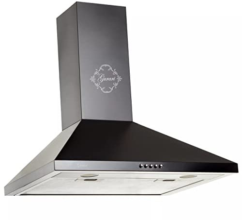Gurari Cappa Aspirante a parete 50 cm Nero ❖ GCH C 147 BL 5 N ❖ Motore 1000 m³/h, 3 Livelli di Potenza, Filtri in Metallo Lavabili ❖ Cappa da Cucina con Camino Modalità Scarico e Ricircolo