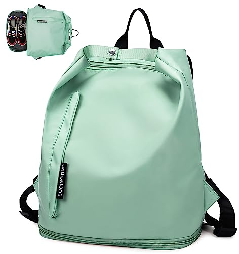 Keyck Sportryggsäck Vattentät Sportväska Ryggsäck Med Skofack och Våtväska Lätt Rese-ryggsäck Ladies Girls Backpack Oxford Fritidsryggsäck för Resor Fitness Shopping Simning, Grön