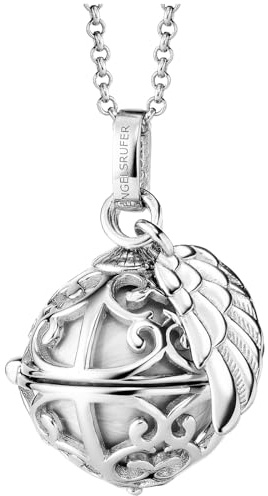 Engelsrufer Damen Halskette aus Sterling Silber mit Klangkugel Anhänger Silber in der Größe XS mit perlmutt Klangkugel, Karabinerverschluss, nickelfrei, Größe: 45+5 cm, ERN-ER23-20-XS