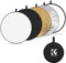 K&F Concept 5-in-1 Reflektor Fotografie-Kit, Faltreflektor mit Aufbewahrungstasche (110 cm), Durchscheinend, Silber, Gold, Weiß und Schwarz Runde Reflektoren für Fotografie