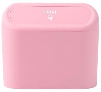 LOVIVER Poubelle de Voiture, Poubelle de Voiture à Pression, Gadget de Voiture, Accessoires de Voiture, Poubelle de Voiture avec Couvercle, Poubelle de, Rose