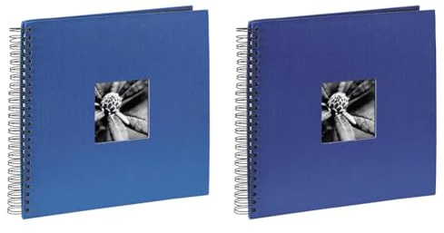 Hama Fotoalbum 28x24 cm (Spiral-Album mit 50 schwarzen Seiten, Fotobuch mit Pergamin-Trennblättern, Album zum Einkleben und Selbstgestalten) azur-blau (Packung mit 2)