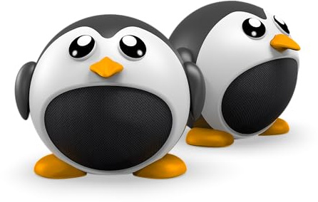 ECHO Pingvinhögtalare 2-pack, original KAWAI-design, 3 W Mono 1 PINGZ 6 W stereo 2 PINGZ, 4 timmars trådlös Continu-musik, inbyggd mikrofonsamtalsuttag, kompatibel med alla SMARTPHONES, PC och Mac