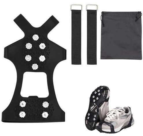Crampones, Crampones Antideslizante, Tacos de Tracción de Nieve, Ice Grips, Tacos de Goma para Hombres y Mujeres, Fácil de Poner, para Zapatos, para Senderismo, Correr en Invierno