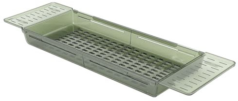 Haofy Ausziehbarer Badewannen-Tabletttisch mit Abflussdesign, Großes Fassungsvermögen für den Einsatz Im Badezimmer (Durchscheinendes Grün)