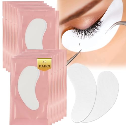 50 Paar Wimpernverlängerung Pads,Augenpads für Wimpernverlängerung,Wimpernpads Eye Gel Patches,Auge Gel Pads-von Wimpern,für Pro Salon Individuelle Wimpernverlängerung(Pink)