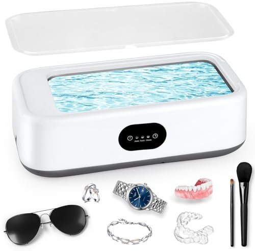 MXTIMWAN Limpiador Ultrasonidos 49000Hz, Limpiador de Gafas 640ML, Dentaduras Ultrasonidos con 3 Modos de Limpieza Temporizador, para Gafas Joyas Relojes Dentaduras Razots