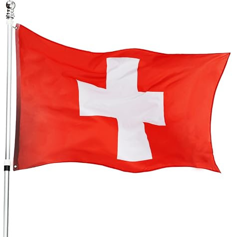 Grand drapeau de la Suisse - 1,5 x 0,9 m - Drapeau suisse - Décoration intérieure et extérieure