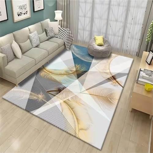 AITROMNI Garten Teppich Kleine Teppiche Serene Feather Pattern Home Decor Zubehör waschbar und leicht zu reinigen Auslegware 160X200CM